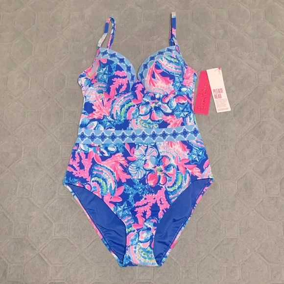 Lilly Pulitzer Palma One Piece in Blue Tang Sitting Seaside - Picture 7 of 12